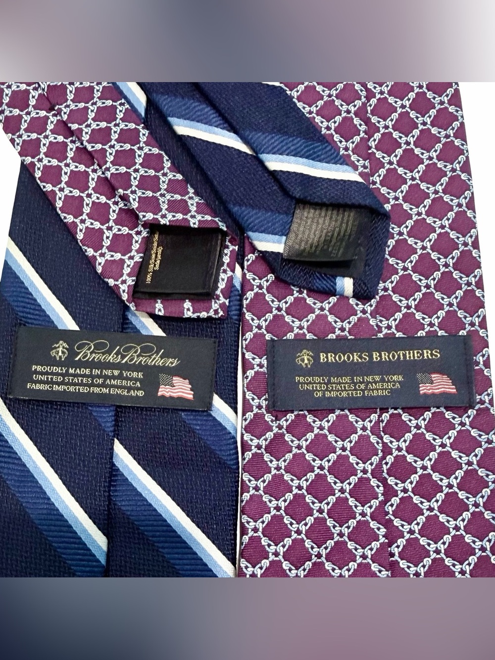 Brooks Brothers Men's Silk Ties Made proudly in USA New York Lot of 2